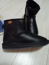 Snow-Boots Ankle-Shoes Sheepskin INOE Women Short Black Waterproof Winter Fur for Casual