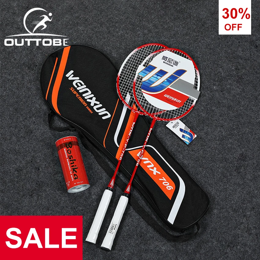 

Outtobe 2PCS Badminton Racket Set-Professional Carbon Fiber Badminton Racket with 2 shuttlecocks and Carrying Bag for Beginner