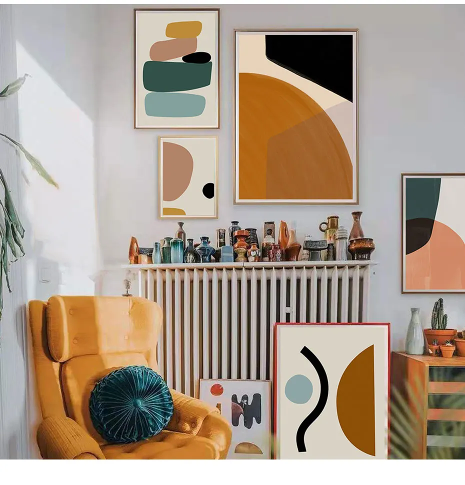 Абстрактная Геометрическая графическая Картина на холсте в скандинавском стиле, настенная художественная картина, плакаты, принты для гостиной, домашний декор, без рамки
