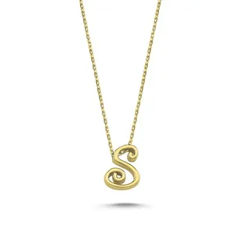 

Angemiel 925 Silver-S-Letter Ghost Pendant-Gold Plated