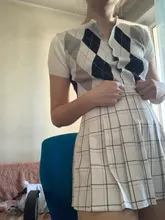 Rapcopter-cárdigans de punto con estampado de Argyle para mujer, suéteres Retro Y2K, suéteres de estilo Preppy, suéteres de manga corta, tops cortos de los mejores atuendos