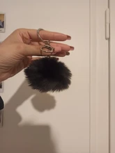 LLavero de piel falsa de 8cm para automóvil, llavero para automóvil con pompón, cadenas de color plateado, pompones, imitación de piel de zorro y conejo, 1 Uds.