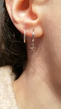 Pendientes de aro de Plata de Ley 925 auténtica para mujer, aretes minimalistas Huggie Charm, aretes de plata, A30