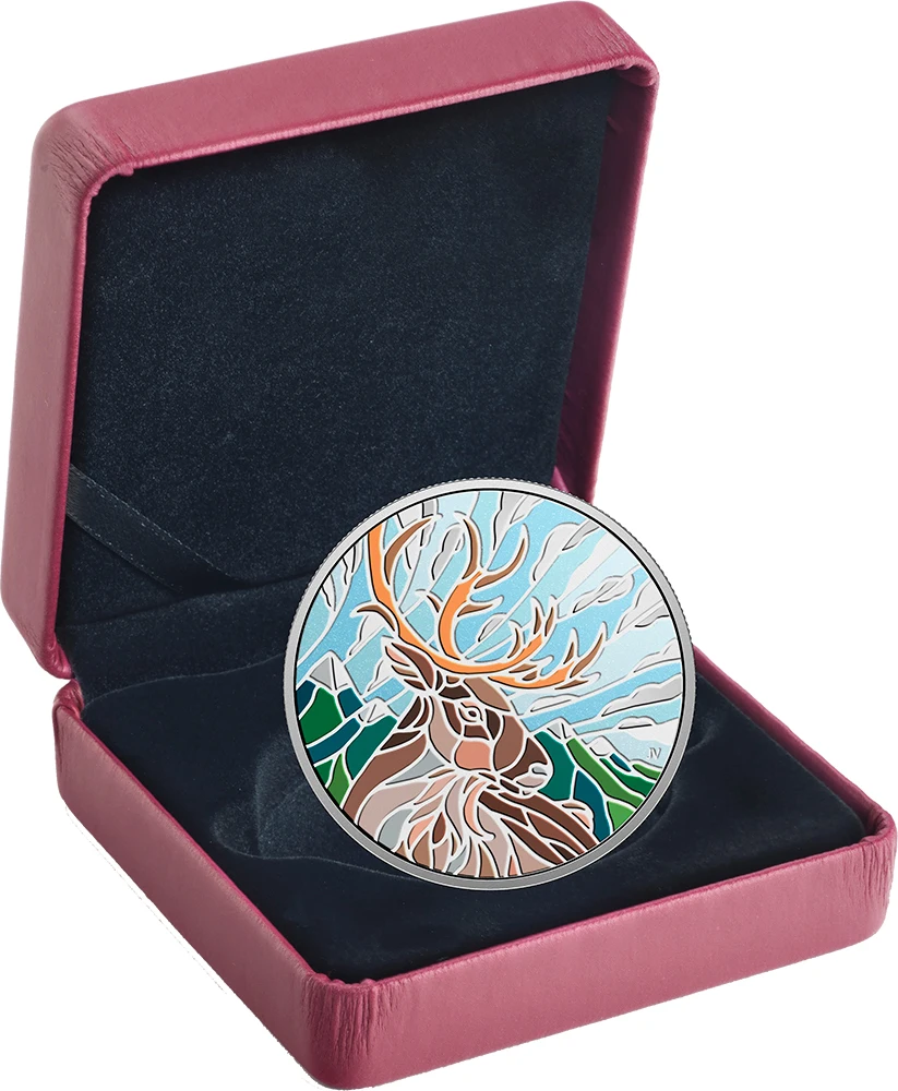 CARIBOU канадская мозаика 1 унция Серебряная монета 20$ Канада