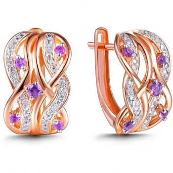 

Lucas gold earrings with amethyst and diamonds in red gold