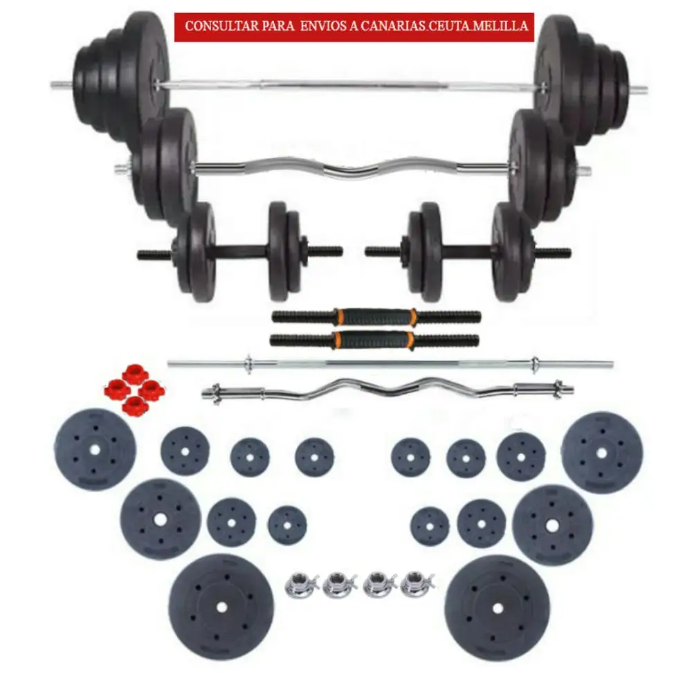

SET weights and dumbbells with bars and accessories for musculation and gym 120KG shipping included except Islands