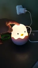 Luz Led nocturna para niños, lámpara de silicona suave recargable por USB, decoración de dormitorio, regalo, noche de pollito de Animal, sombra de Luna