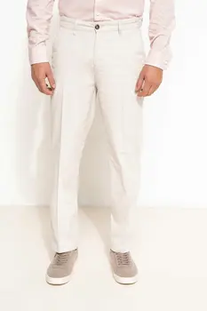

DeFacto Men Solid Fashion Casual Pants Straight Leisure Trousers Straight White Elastic For Men's Cotton Pant -G6023AZ17SP