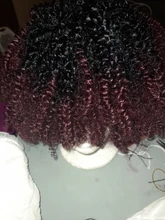 14 pulgadas Ombre pelo rubio Afro pelo rizado que teje 7 unids/lote extensiones de cabello sintético 6 mechones con cierre para las mujeres negras