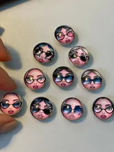 Botones a presión de 18mm para cara de niña, 10 Uds. Redondas mixtas, foto de cristal, cabujón, estilo para pulseras a presión de 18mm, regalo de joyería