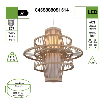 

ART WOVEN bamboo Spider, lamp holder E27, 100 CM, adjustable pendant height, suitable for home decoration, restaurant