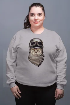 

Angemiel Wear Kasklı Biker Cat Gray Female Sweatshirt