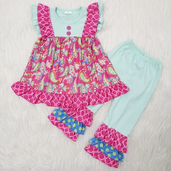 

2Pcs Cotton Linen Baby Girl Clothes Kid Girl Outfit Clothes Ruffle Dress Top+Pants Pants Toddler Infant Summer Clothing