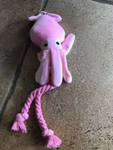 Calamar bonito y pequeño sonido de juguete de perro BB, mascota de peluche, cuerda de perrito, mordedores de juguete con sonido rosa para gato