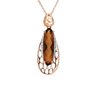 

Gold pendant with quartz and cubic zirconia sunlight sample 585