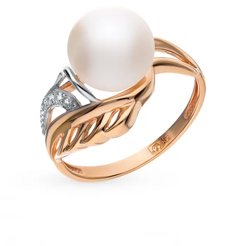 

Gold ring with cubic zirconia and pearls sunlight sample 585