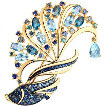 

Sokolov brooch with Topaz and cubic zirconia in red gold