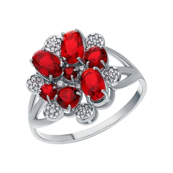 

Silver ring with cubic zirconia and Garnet synthetic sunlight sample 925