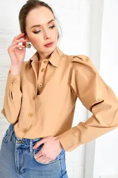 

Trend Alacati Style Female Battery Sleeved Poplın Shirt ALC-X3538