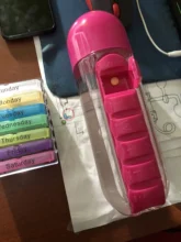 Botella de agua con Pillbox de 600Ml, recipiente para bebida de plástico con caja de pastillas de medicina, organizador de 7 días de viaje para bebida
