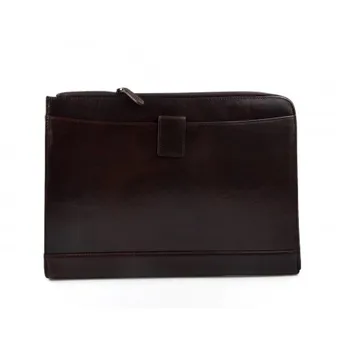 

Leather folder A4 portofolio document file folder A4 leather zipped document leather bag office folder organiser dark brown