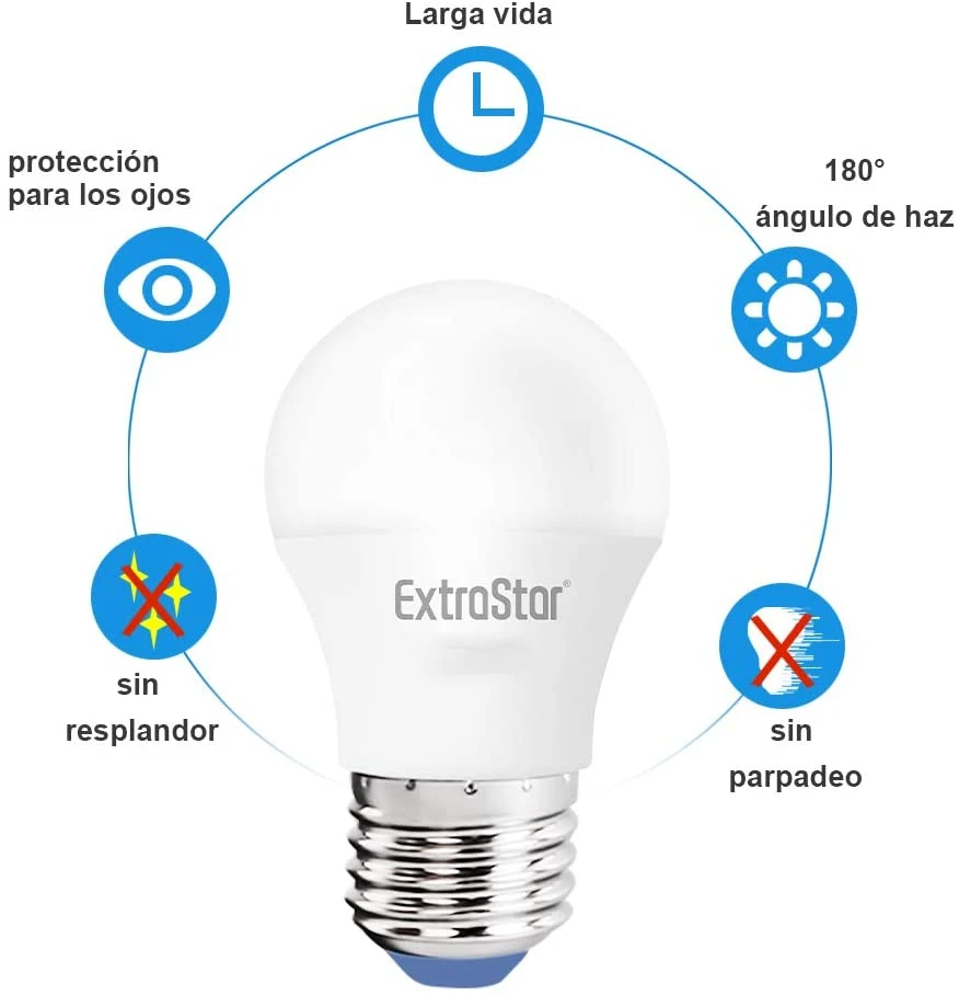 E27 spherical A60 LED bulb, available 7W,8W,9W,10W,12W,15W. Color White 6500k, neutral 4200k, warm 3000k, non-dimmable, Pack 2 / 6 / 12 units