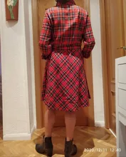Shirt Dress Button Scottish Long-Sleeve Capucines Plaid Vintage Vestido Women Autumn