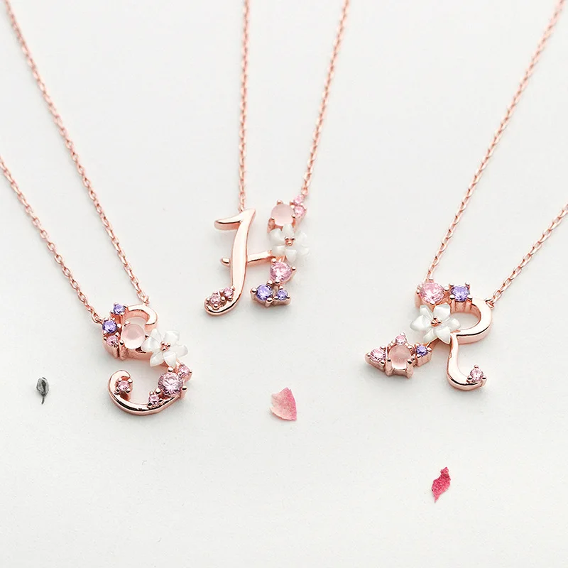Minimal Flower Letter Necklace Flower 