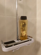 Práctico soporte de estante de ducha para baño, organizador de estantes de baño, bandeja para champú de ducha de un solo nivel, soporte para cabezal de ducha