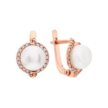 

Silver earrings with cubic zirconia and pearls cultured sunlight sample 925 test