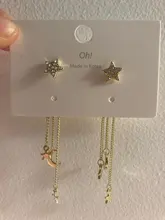 Pendientes estrella borla colgante trasero de seis puntas para mujer, exagerados, temperamento, pendientes de estrella de estilo europeo y americano