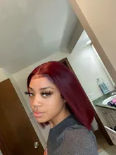 Pelo recto 13X6 peluca con malla frontal pelucas de cabello humano 99J Borgoña Pre-arrancado 180% Remy pelo profundo parte pelucas para mujeres brasileño