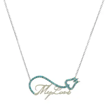 

Angemiel 925 sterling Silver My Love Printed Tulip Necklace-White Zircon