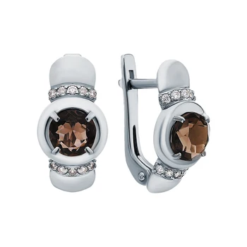 

Silver earrings with раухтопазами and cubic zirconia sunlight sample 925