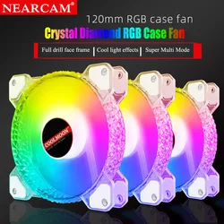 Nlcam – ventilateur RGB en cristal diamant, 12cm, silencieux, ouverture en diamant, pour ordinateur, symphonie, carte mère ARGB, châssis synchrone 