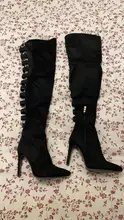 Sexy negro de las mujeres Botas Largas mujeres otoño zapatos de tacones por encima de la rodilla de alta del muslo botas de tacón Mujer verano estiramiento de 10cm