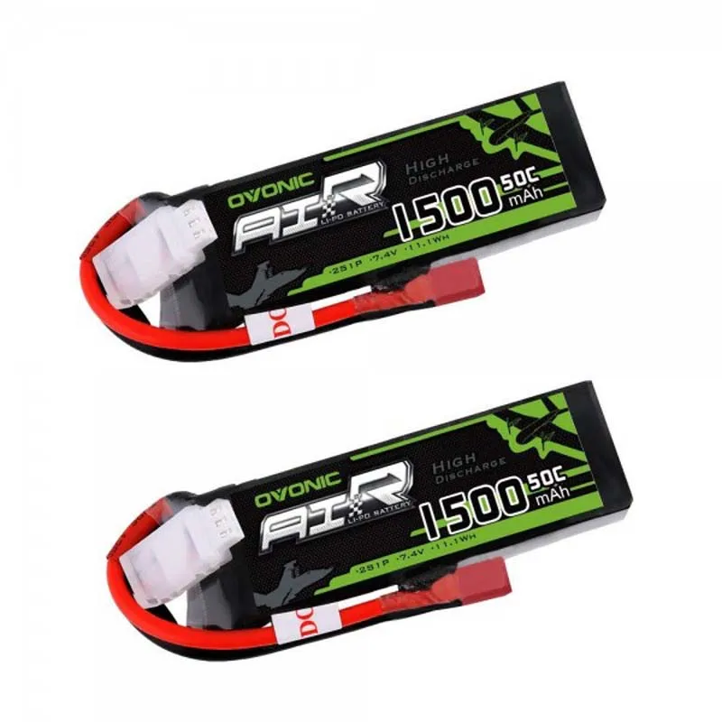 

OVONIC 7.4V 1500mAh 2S 50C Lipo Battery Pack with Dean Plug For RC Airplane, RC cars