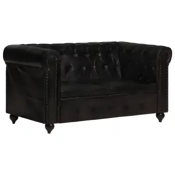 

Chesterfield sofa to 2 seater black genuine leather sofas