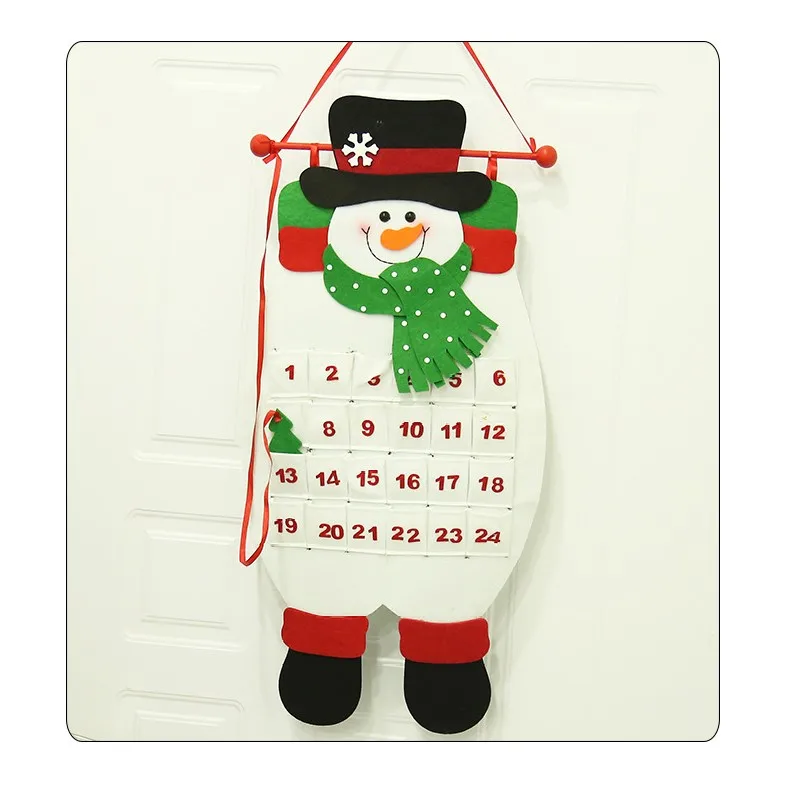 Tanie Świąteczne odliczanie kalendarz adwentowy filcowe tkaniny święty mikołaj bałwanek ozdoby łosia świąteczny prezent nowy rok świąteczne dekoracje Prop