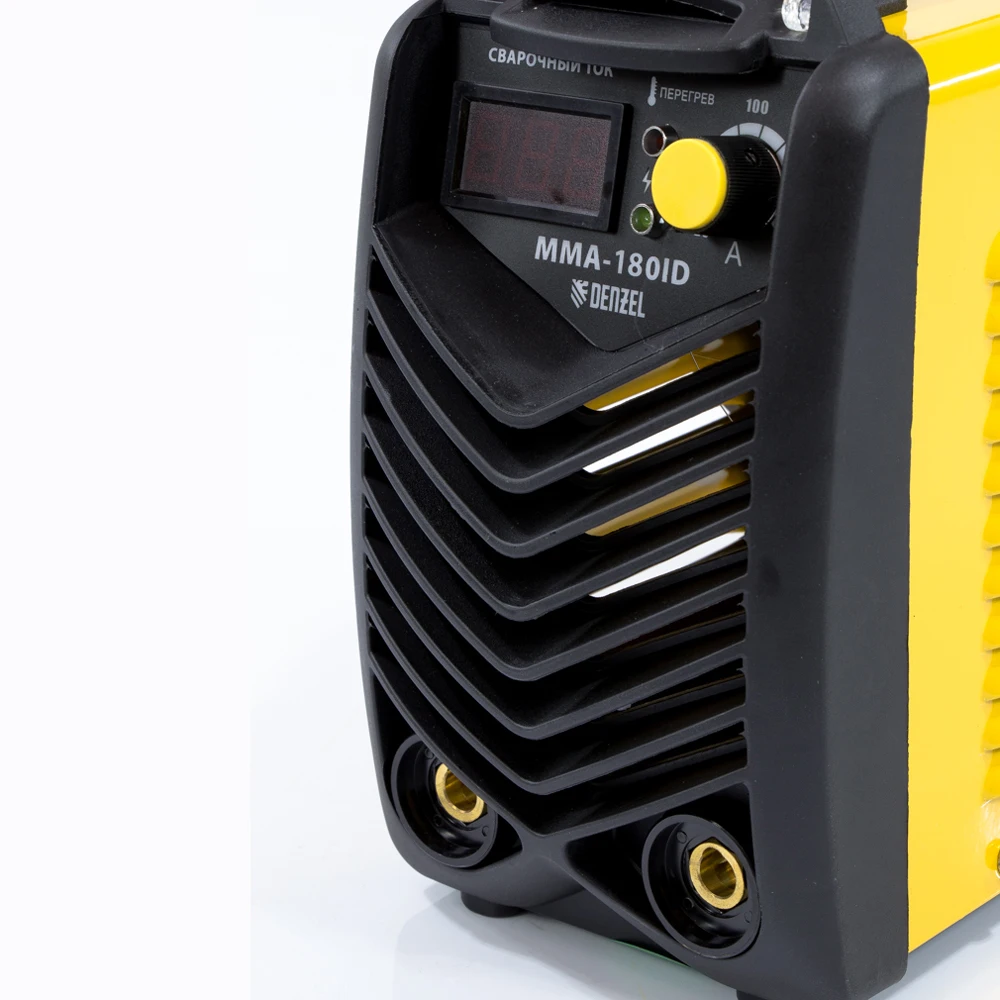 Аппарат сварочный инверторный DENZEL 94346 (Сварочный ток 20-180 А, ПВ 60%, диаметр электродов 1.6-4.0 мм, AntiStick, Hot Start, Arc Force)
