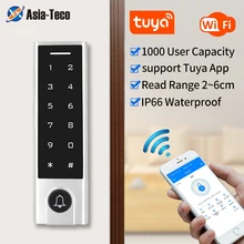 Teclado de Control de acceso con Wifi, lector de tarjetas RFID, 125Khz, bloqueo eléctrico, teclado abierto a prueba de agua, Wifi, aplicación Tuya, remoto, abierto en cualquier lugar