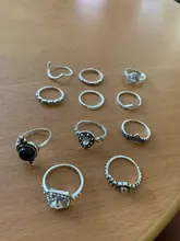 Conjunto de Anillos de nudillo de cristal Vintage para mujer, colgante de luna de loto, anillo bohemio, regalo de joyería