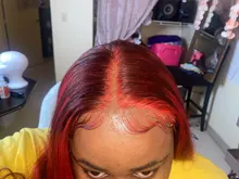 Topodmido 13x4 Color rojo del pelo humano del frente del cordón pelucas con minimechones resaltar el Color de cabello Remy brasileño peluca con malla frontal para las mujeres