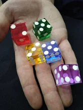 Casino Dice 19mm Numbers Clear Translucent 5pcs of with Razor-Edges And Matching Serial