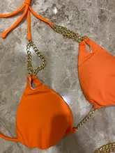 Chain Swimsuit Bikini-Set Bandeau Sexy Women Summer Biquini Peachtan Female Mellatic
