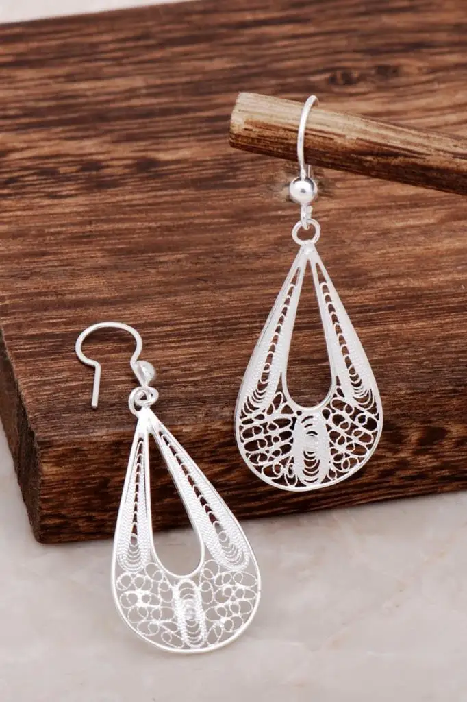 

Drop Design Filigree Silver Earrings 4613 High Quality Hand Made Original Filigree Silver Jewellery Gift for Women