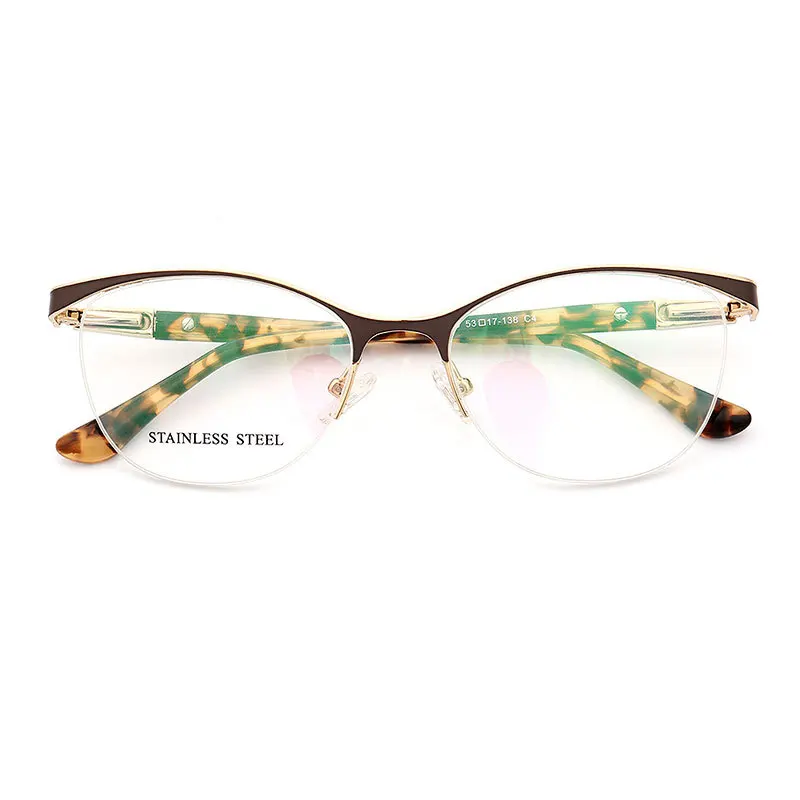 Eyeglasses Frames Eyewear Frames Women Glasses Retro Women Optical Glasses Frame for Women Cat Eye Eyeglass Frame Prescription Metal Spectacles Red Tortoise Half Rim Eyewear