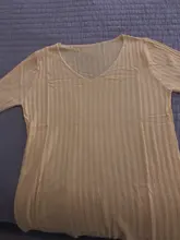 Female Tee Shirt Tops V-Neck Knitted Korea Short-Sleeve Solid Thin Gebreid Dames