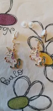 GRACE JUN-pendientes de unicornio con Clip para mujer, aretes hipoalergénicos para fiesta de cumpleaños sin perforaciones, buen regalo