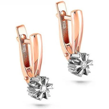 

Kabarovsky earrings flowers with 2 diamonds in red gold